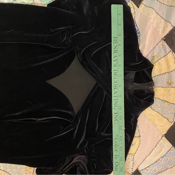 🎈SOLD 🚨VINTAGE DRESS Night Way Black Velvet Mesh Front & Back Long Maxi Dress - Picture 10 of 16